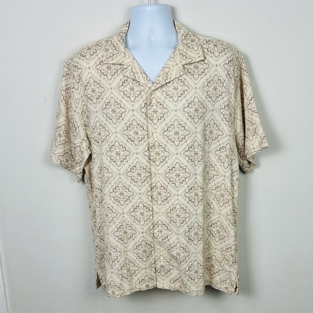 NWT Abercrombie Fitch Men L Tall Short Sleeve Shirt Button Up Lightweight Knit
